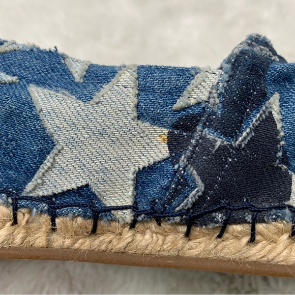 Valentino Garavani Women's Blue Star Print Denim Espadrilles Flats Shoes Size 40 - Picture 9 of 11